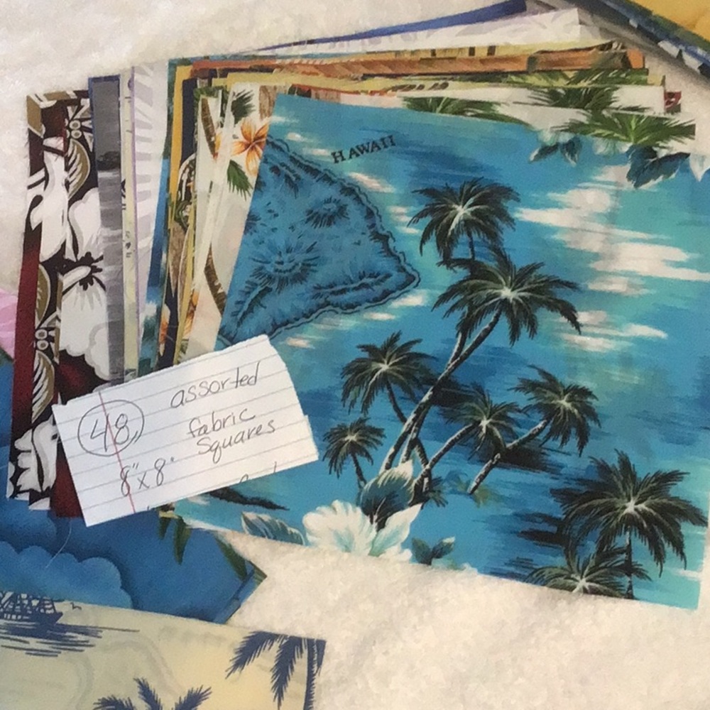 Assorted Hawaiian fabric squares8x8” Photo represents assortment